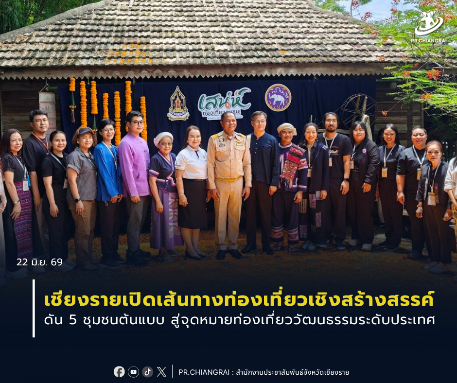 เชียงรายเปิดเส้นทางท่องเที่ยวเชิงสร้างสรรค์ ดัน 5 ชุมชนต้นแบบ สู่จุดหมายท่องเที่ยววัฒนธรรมระดับประเทศ